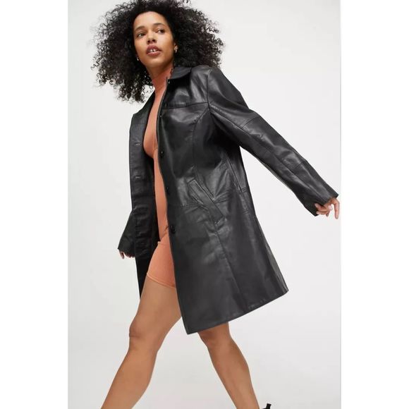 Deadwood Kara Recycled Leather Coat Size 36